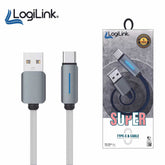 LOGILINK USB TO TYPE C NYLON FAST CHARGING DATA CABLE 1M WITH LIGHT (1 YEAR WARRANTY) WHITE